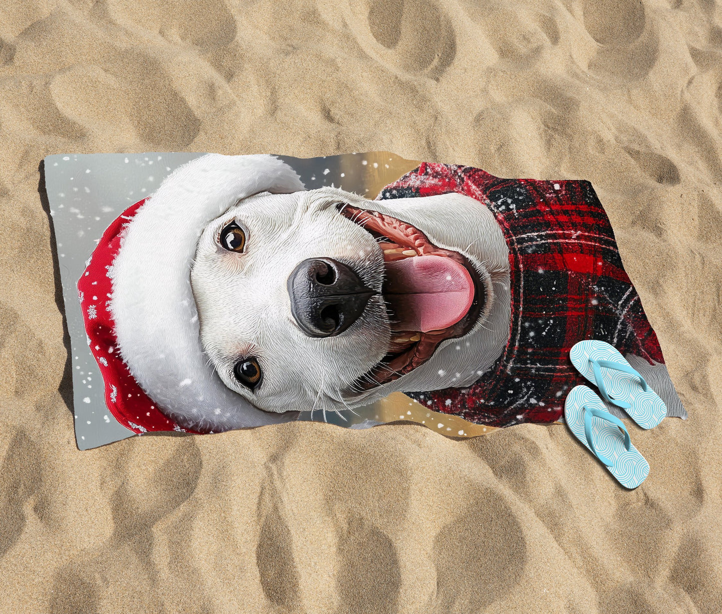 Christmas English Bull Terrier Beach Towel