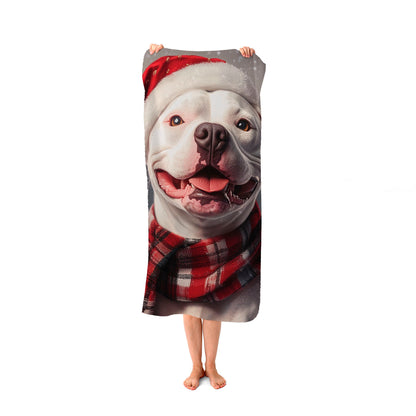 Christmas Staffy Bull Terrier Dog Beach Towel