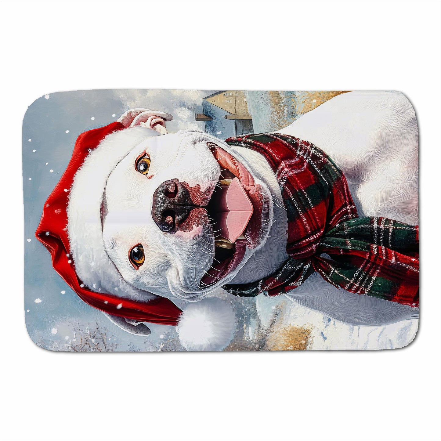 Snowy Christmas Staffy Bull Terrier Sherpa Blanket