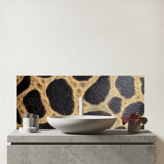 Giraffe Fur Print Glass Bathroom Splashback