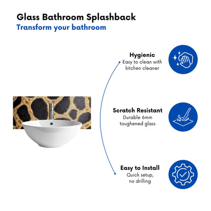 Giraffe Fur Print Glass Bathroom Splashback