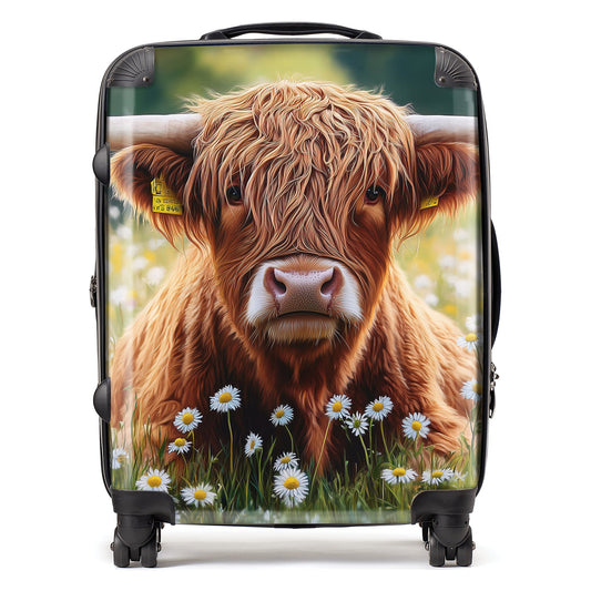 Highland Cown and Daisies Suitcase