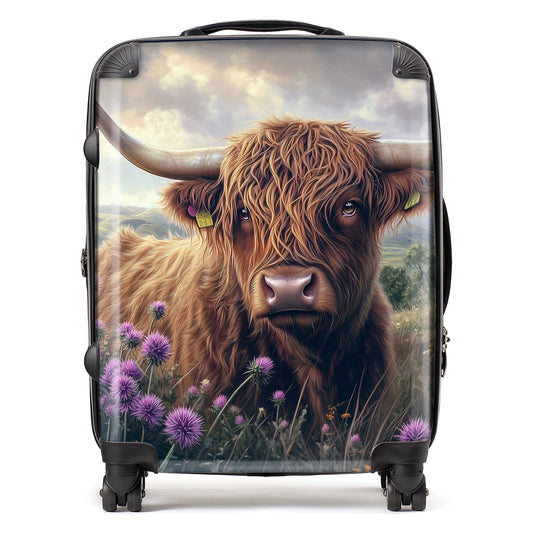 Scottish Thistle And Highland Cow Suitcase