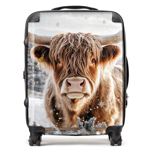 Wintery Highland Cow Suitcase