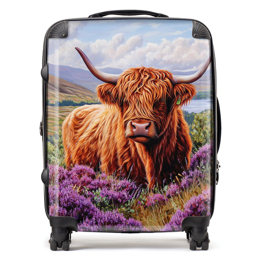 Highland Cow Amongst Heather Suitcase