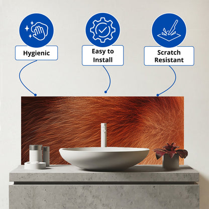 Red Panda Fur Print Glass Bathroom Splashback