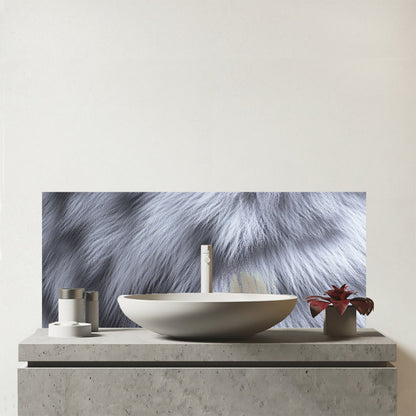 Fur Print Silver Fox Glass Bathroom Splashback