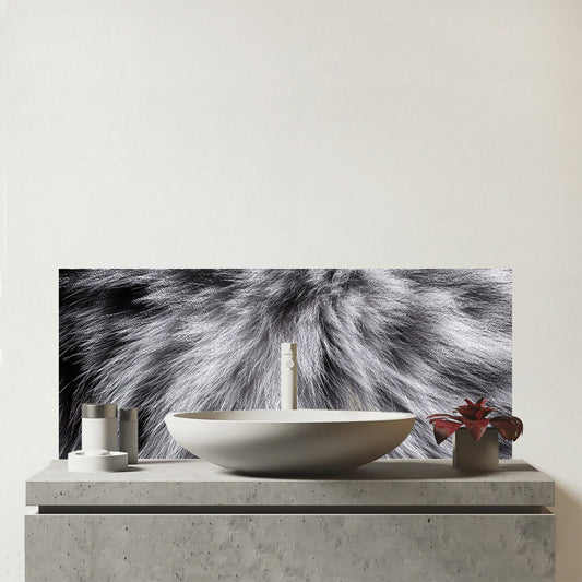 Silver Tabby Cat Print Glass Bathroom Splashback