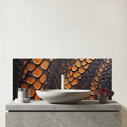 Snakeskin Print Glass Bathroom Splashback