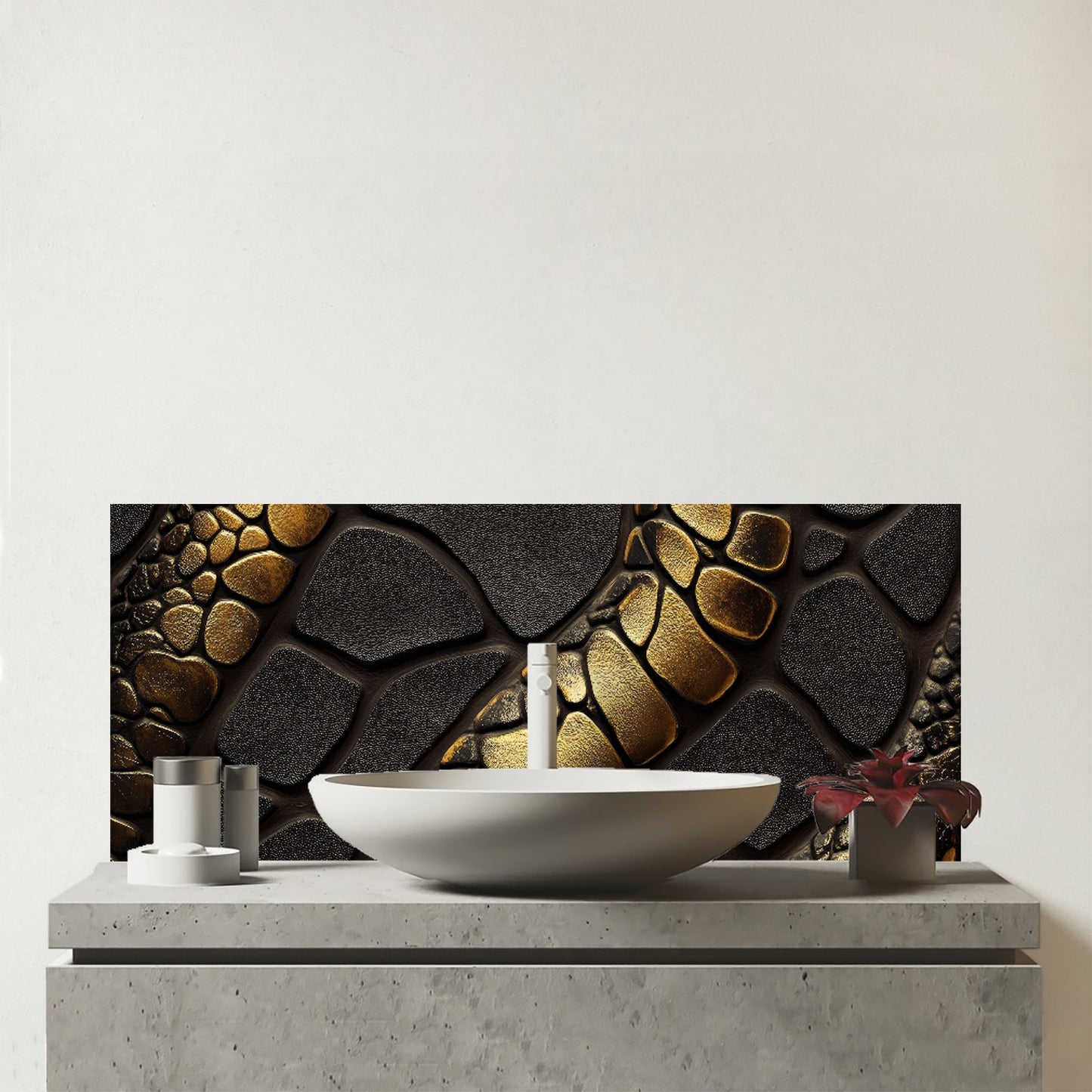 Snakeskin Print Effect Glass Bathroom Splashback