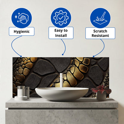 Snakeskin Print Effect Glass Bathroom Splashback