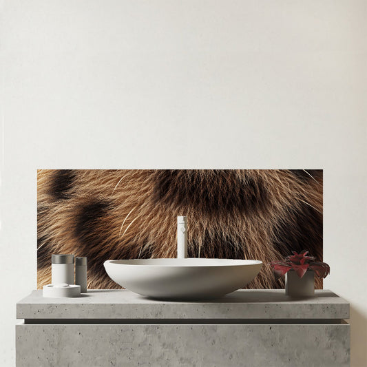 Tabby Fur Print Glass Bathroom Splashback