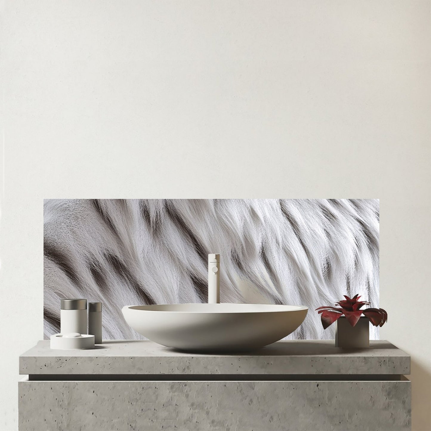 White Tiger Fur Design Glass Bathroom Splashback