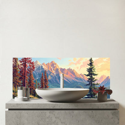 A Walk Through The Mountains Glass Bathroom Splashback