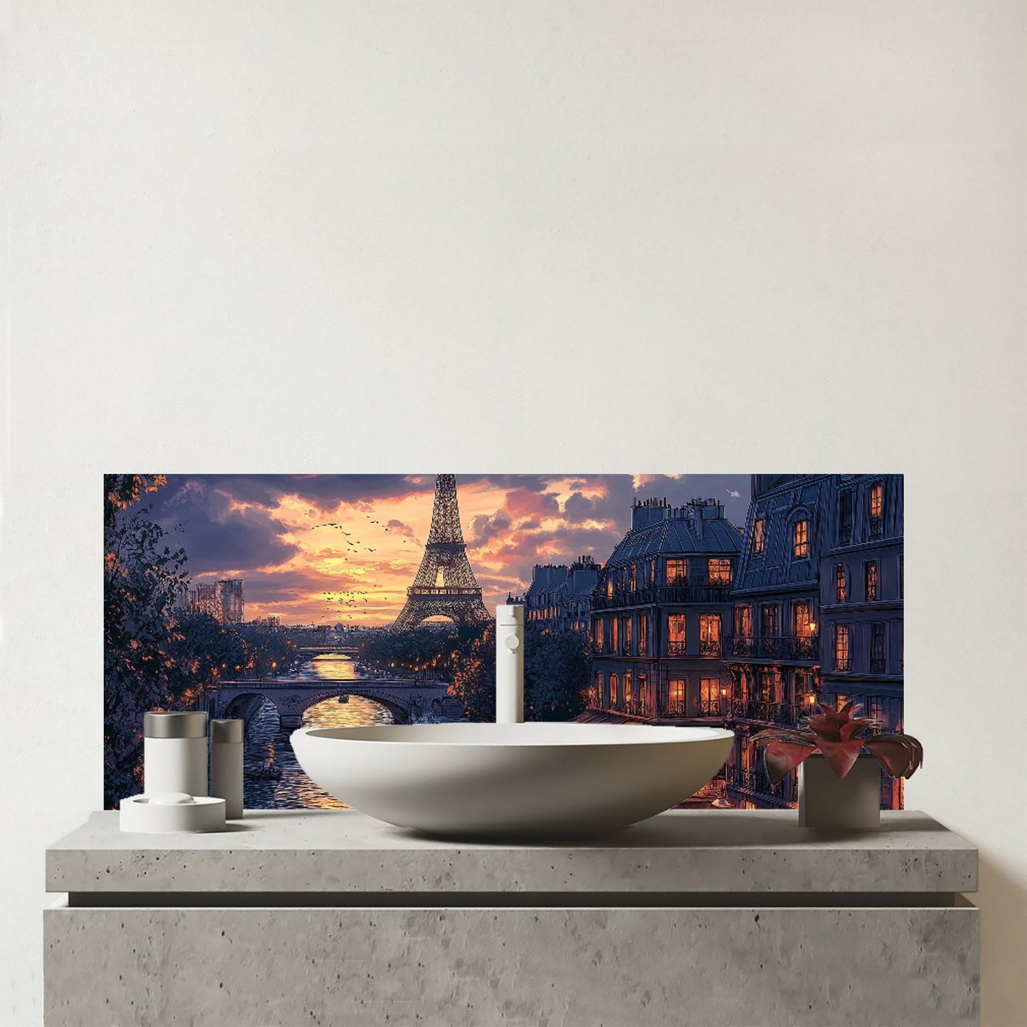 Paris By Night Glass Bathroom Splashback