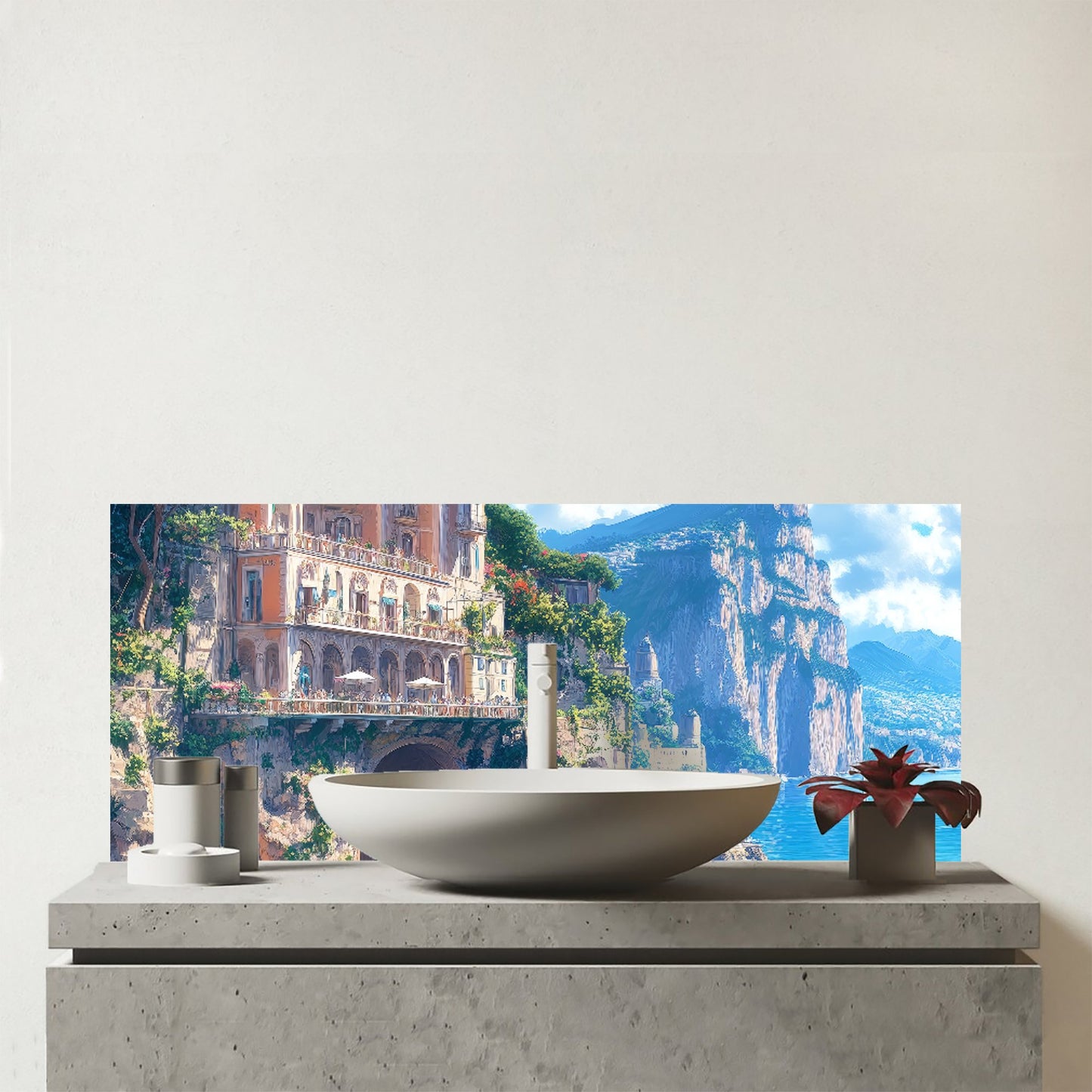 Sorrento By The Sea Glass Bathroom Splashback