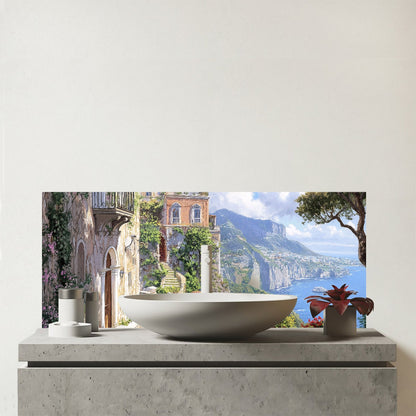 A Beautiful Walk In Sorrento Glass Bathroom Splashback