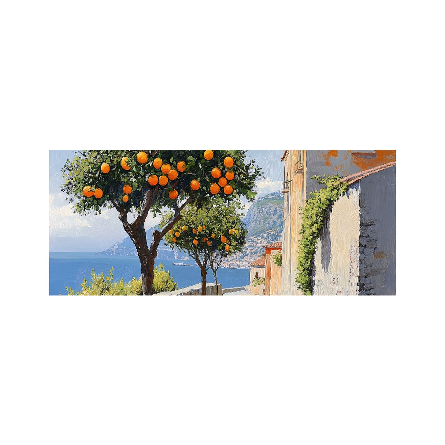 Oranges Growing In Sorrento Glass Bathroom Splashback