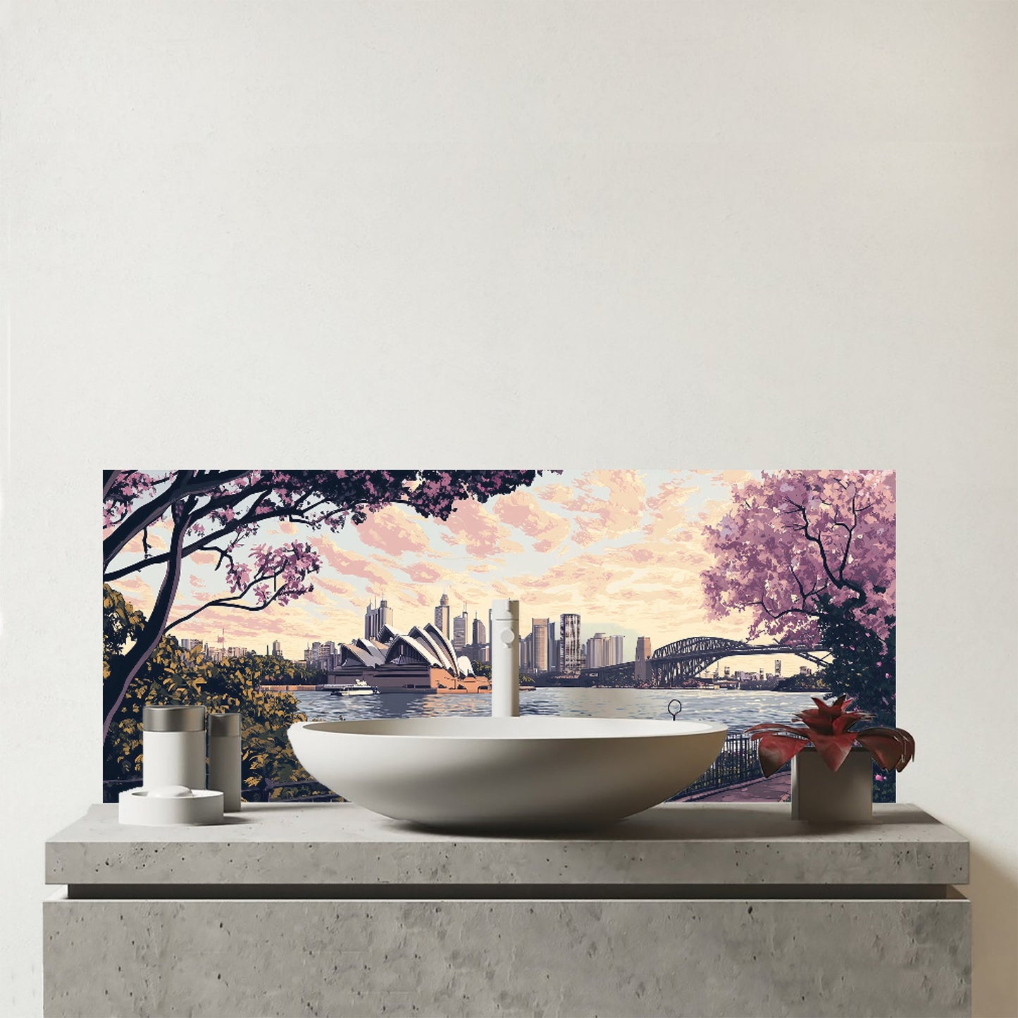 Romantic Walk In Sydney Glass Bathroom Splashback