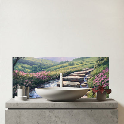 Stepping Stones Glass Bathroom Splashback