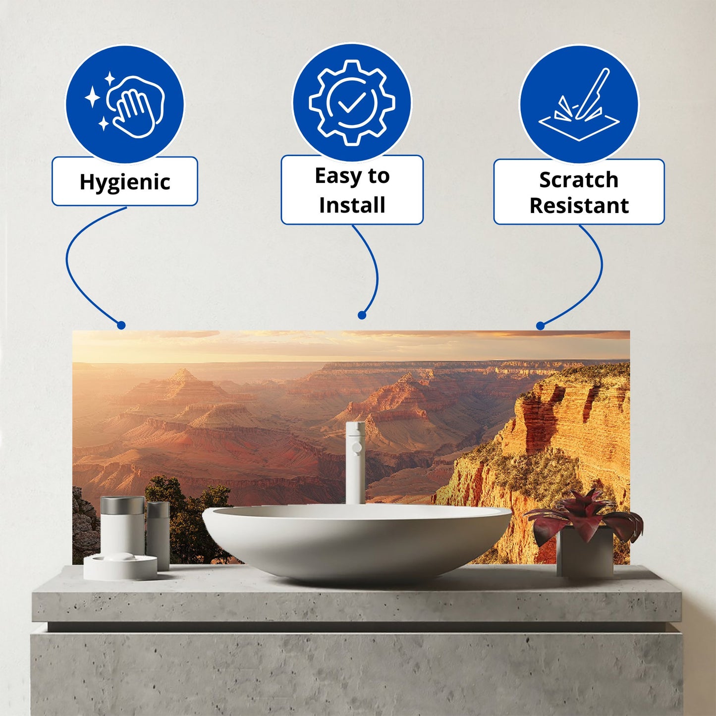 Grand Canyon Views Glass Bathroom Splashback