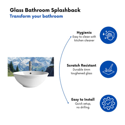 Scenic Swiss Alps Glass Bathroom Splashback