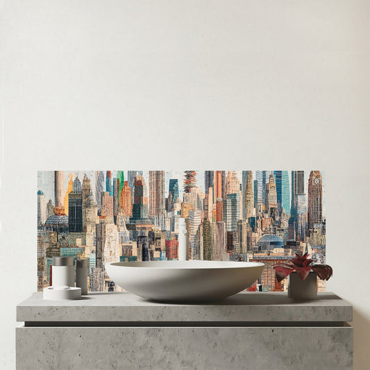 Abstract Icons Glass Bathroom Splashback