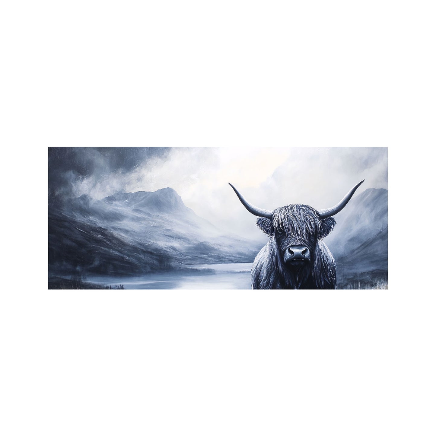 Highland Cow On A Dark Night Glass Bathroom Splashback