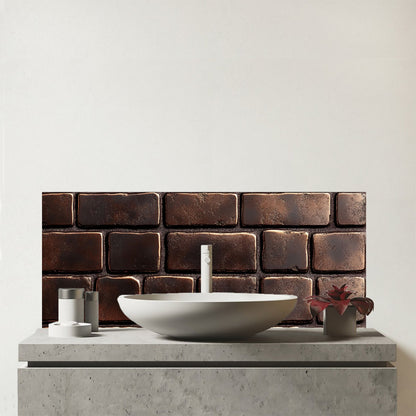 Bronze Bricks Glass Bathroom Splashback