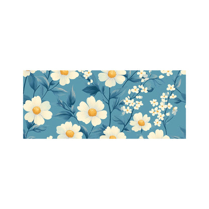 Blue And White Spring Daisies Glass Bathroom Splashback