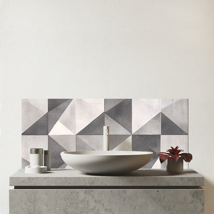 Dove Grey Geometric Pattern Glass Bathroom Splashback