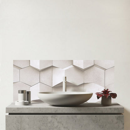 Light Dove Grey Geometric Glass Bathroom Splashback