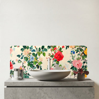 Collection Of Summer Garden Flowers Glass Bathroom Splashback