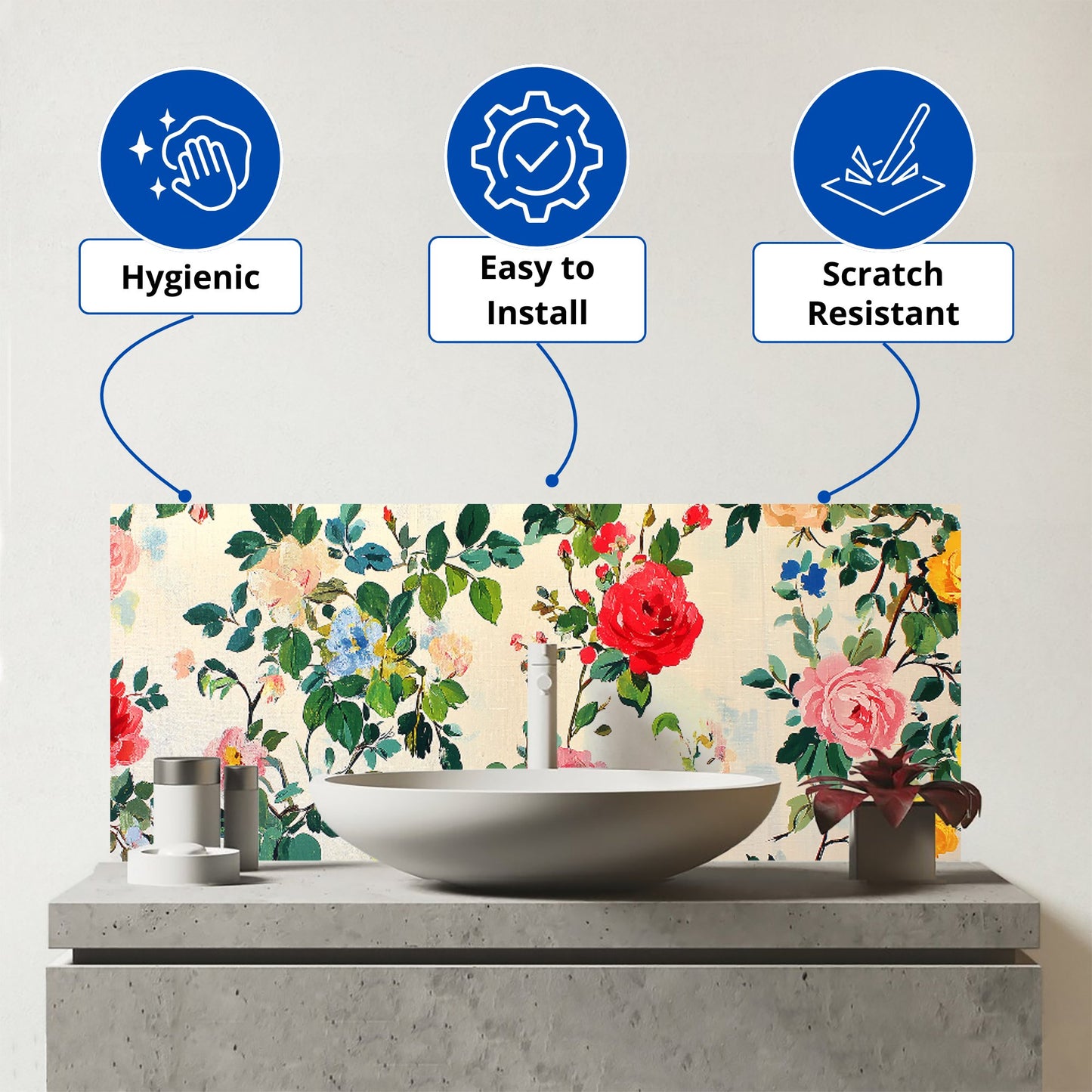 Collection Of Summer Garden Flowers Glass Bathroom Splashback