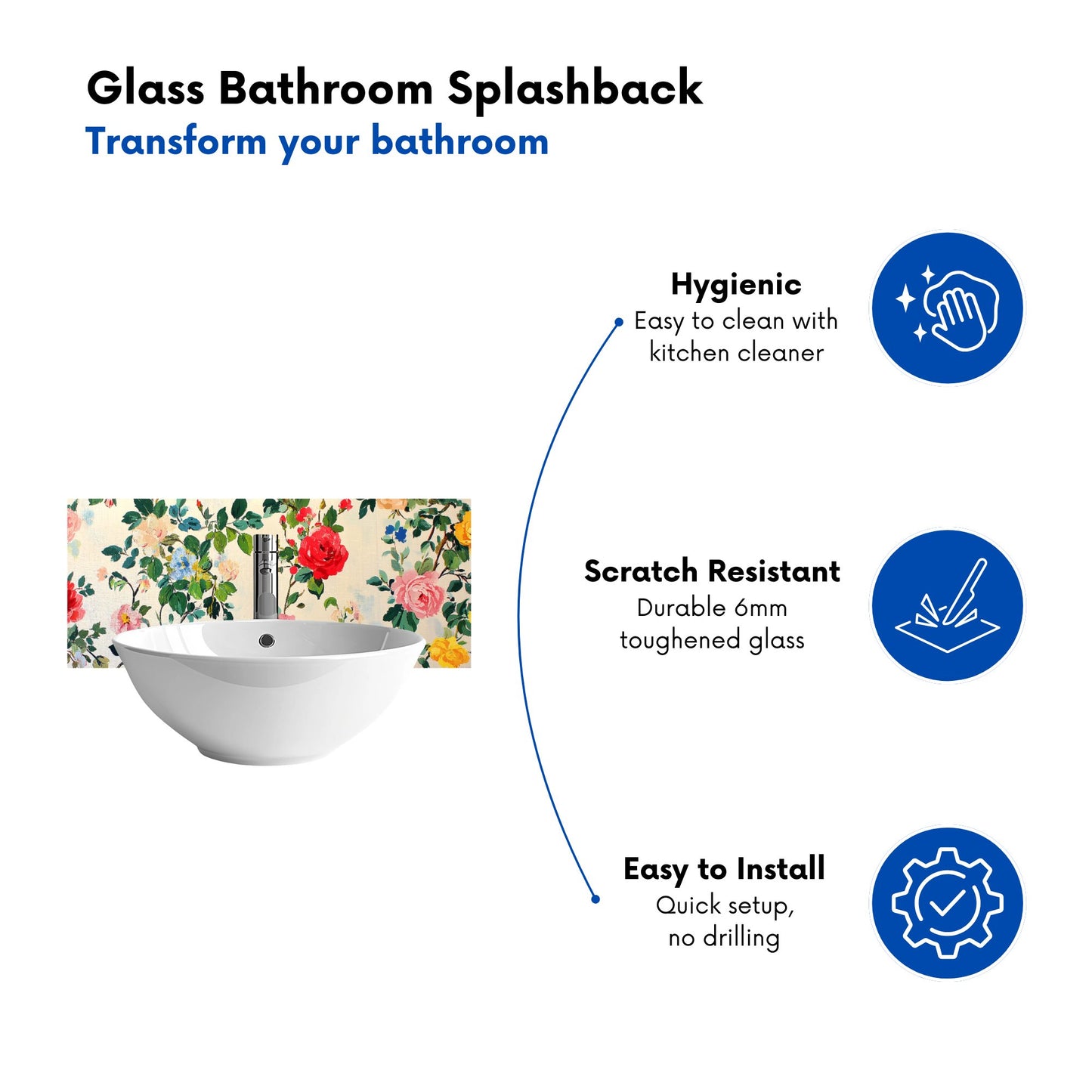 Collection Of Summer Garden Flowers Glass Bathroom Splashback