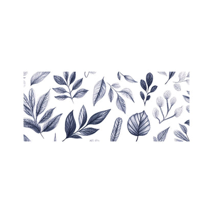 Grey Hand Drawn Leaves Glass Bathroom Splashback