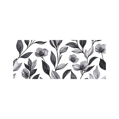 Hand Drawn Leaves And Flowers Glass Bathroom Splashback