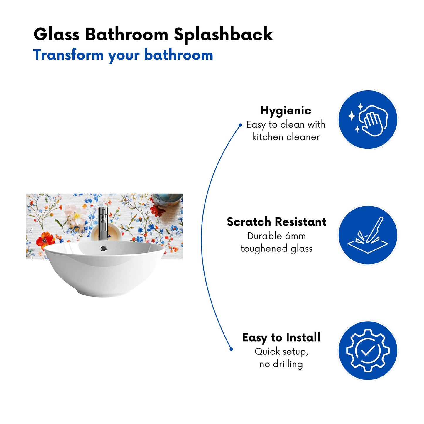 Time For Tea Glass Bathroom Splashback