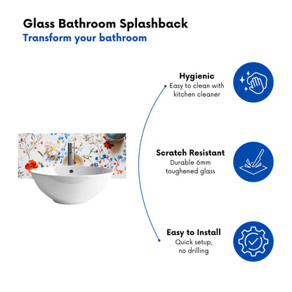 Time For Tea Glass Bathroom Splashback