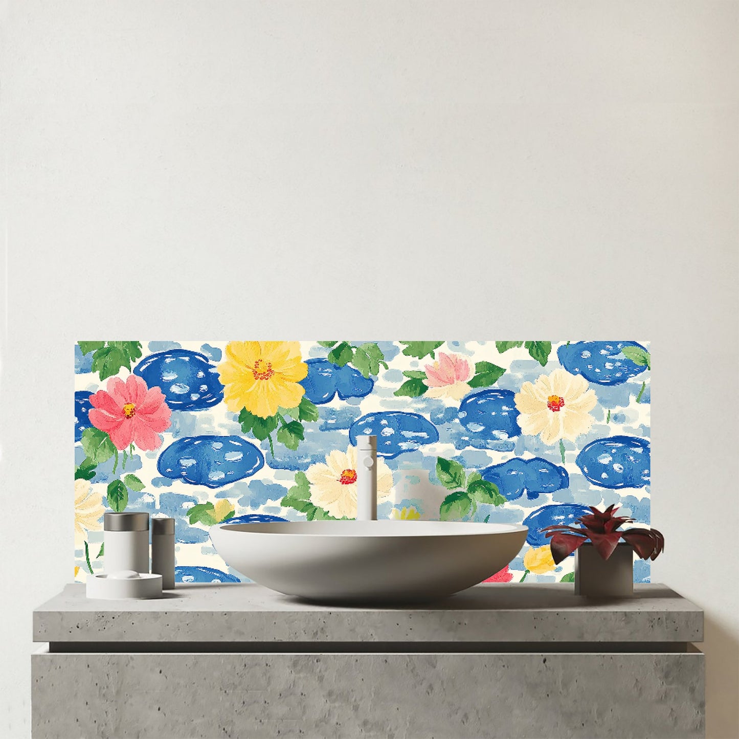 Puddles And Rain Design Glass Bathroom Splashback