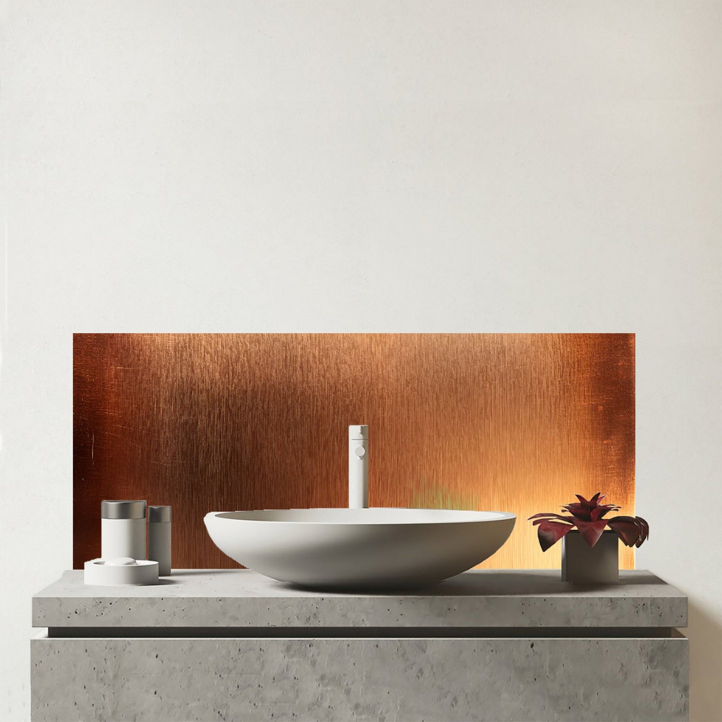 Sheen Of Copper Glass Bathroom Splashback