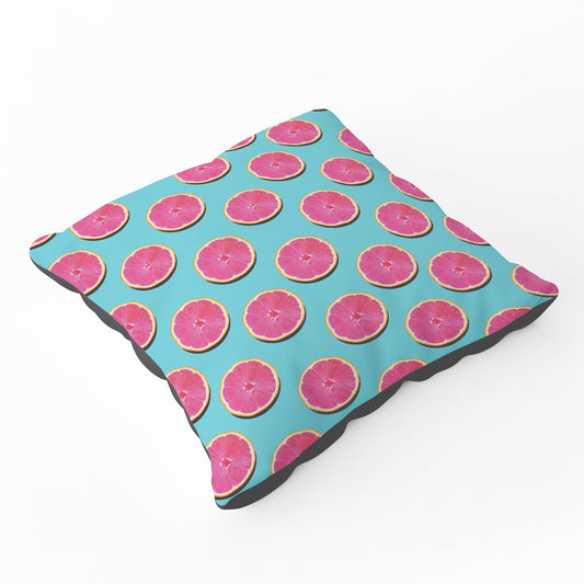 Fruity Pattern Of Pink Grapefruit Floor Cushion