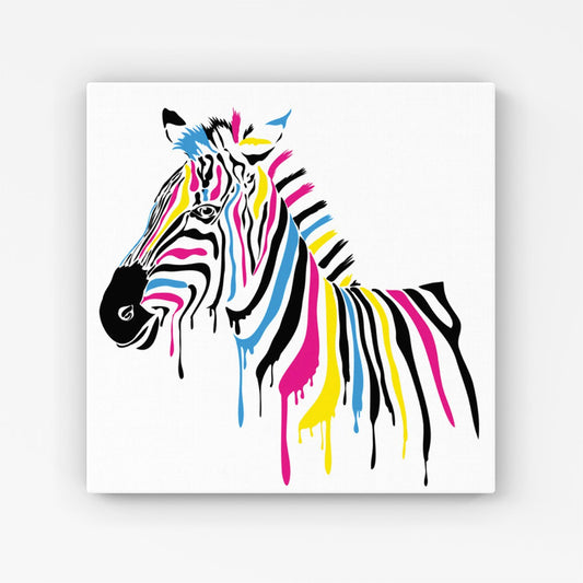 Multi Coloured Zebra Canvas