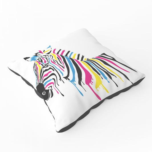 Multi Coloured Zebra Floor Cushion