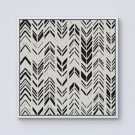 Hand Drawn Chevron Pattern Framed Canvas