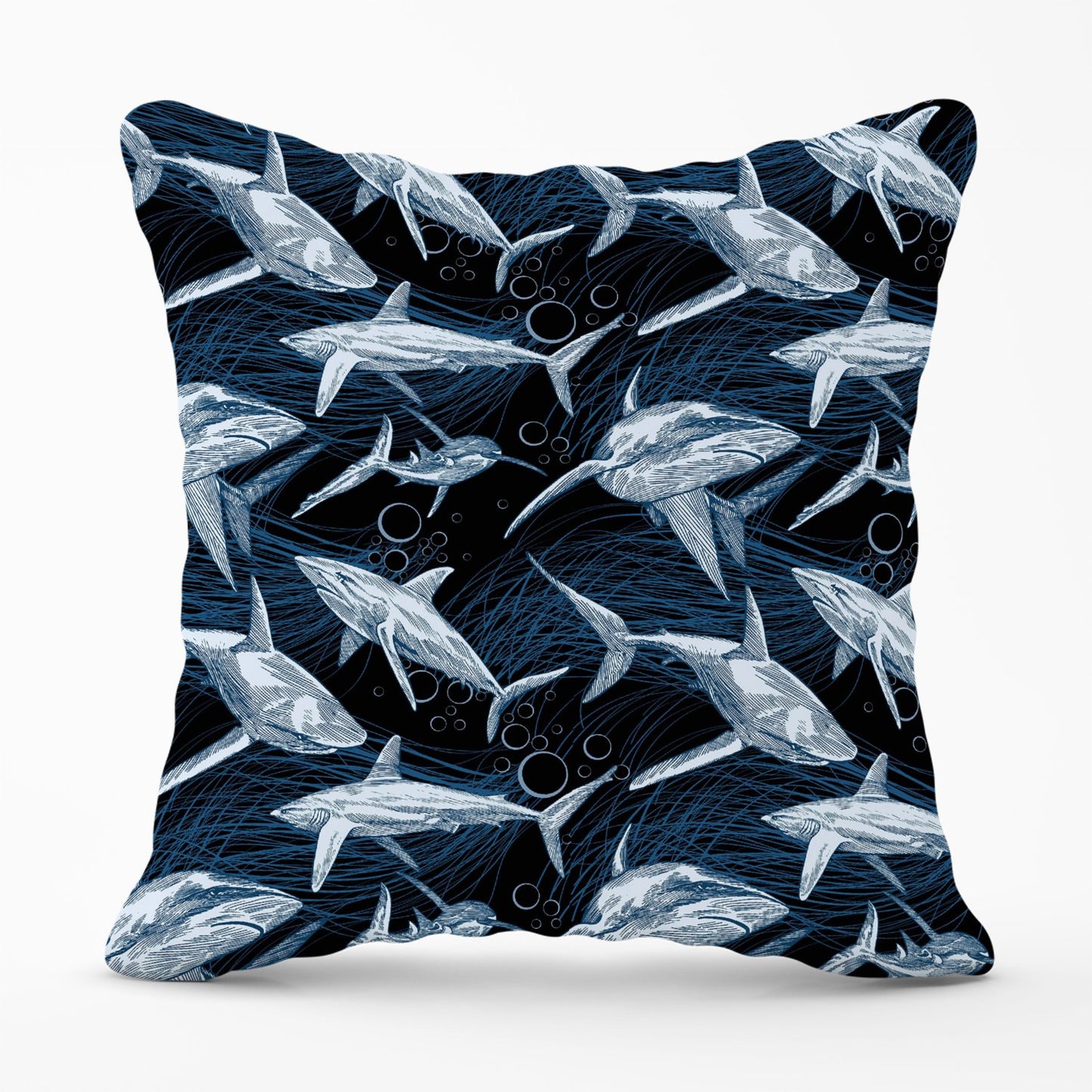 Hand Drawn Shark Pattern Outdoor Cushion