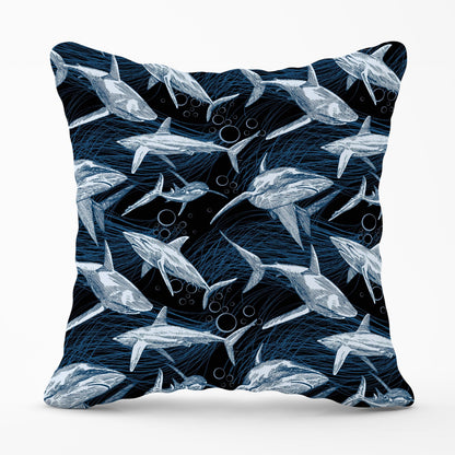 Hand Drawn Shark Pattern Outdoor Cushion