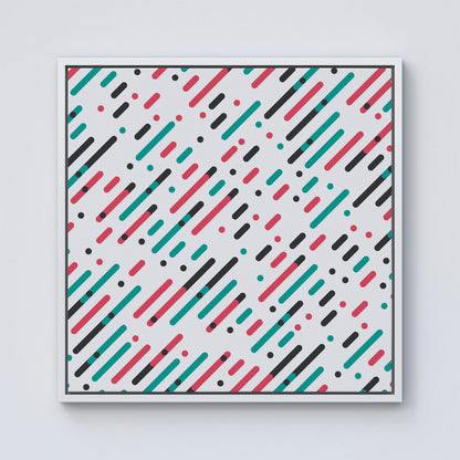 Overlapping Coloured Diagonal Lines Framed Canvas