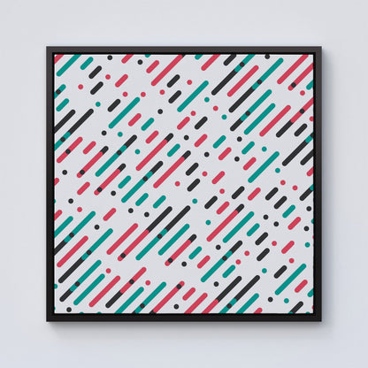 Overlapping Coloured Diagonal Lines Framed Canvas