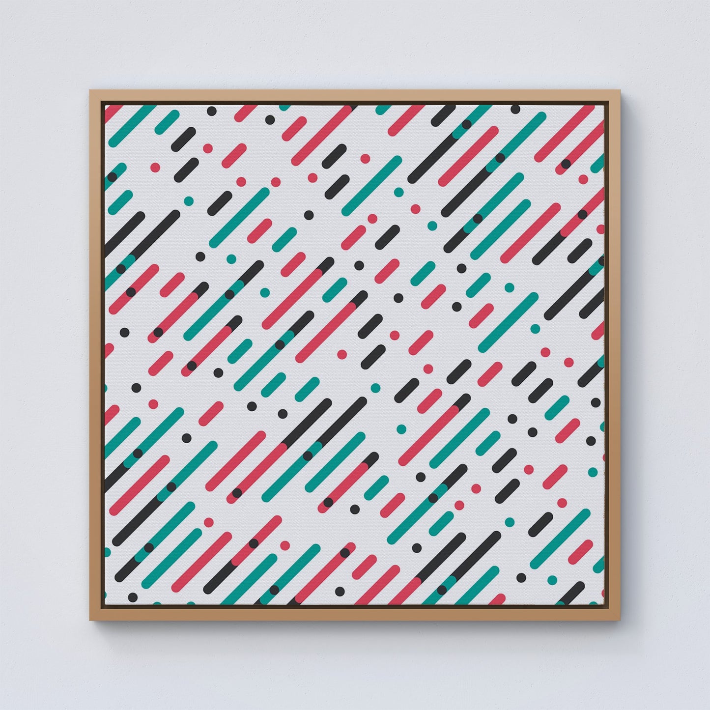 Overlapping Coloured Diagonal Lines Framed Canvas